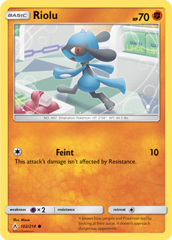 Riolu 102/214 Pokémon card from Unbroken Bonds for sale at best price