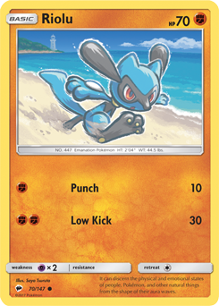 Riolu 70/147 Pokémon card from Burning Shadows for sale at best price