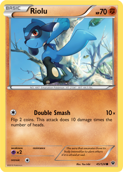 Common Pokémon card Riolu 45/124 from Fates Collide expansion