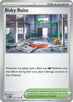 Uncommon Pokémon card Risky Ruins 127/132 from Mega Evolution expansion