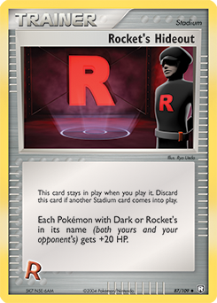 Carte Pokémon Peu commune Rocket's Hideout 87/109 de la série Ex Team Rocket Returns
