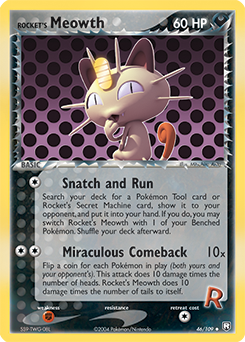 Carte Pokémon Peu commune Rocket's Meowth 46/109 de la série Ex Team Rocket Returns