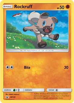 Promo Pokémon card Rockruff SM120 from Sun and Moon Promos expansion