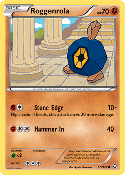 Common Pokémon card Roggenrola 65/124 from Dragons Exalted expansion
