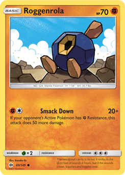 Common Pokémon card Roggenrola 69/149 from Sun & Moon expansion