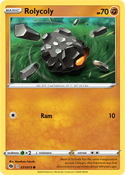 Common Pokémon card Rolycoly 031/073 from Champion s Path expansion