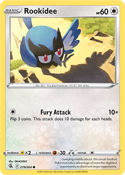 Common Pokémon card Rookidee 219/264 from Fusion Strike expansion