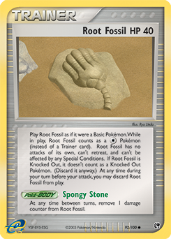 Carte Pokémon Commune Fossile racine 92/100 de la série Ex Tempête de Sable