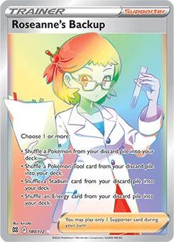 Rainbow Trainer Pokémon card Roseanne's Backup 180/172 from Brilliant Stars expansion