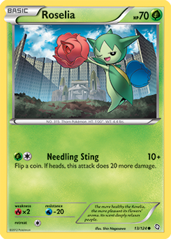 Common Pokémon card Roselia 13/124 from Dragons Exalted expansion