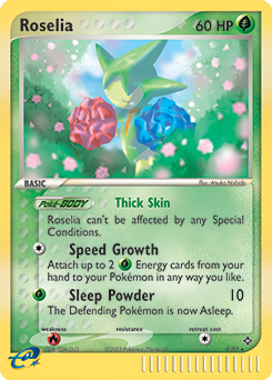 Rare Holo Pokémon card Roselia 9/97 from Ex Dragon expansion