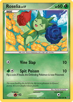 Common Pokémon card Roselia 123/147 from Supreme Victors expansion