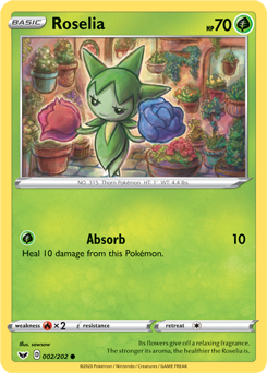 Common Pokémon card Roselia 2/202 from Sword & Shield expansion