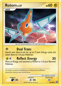 Rare holo Pokémon card Rotom 13/100 from Majestic Dawn expansion