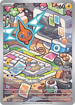 Illustration rare Pokémon card Rotom 197/182 from Destined Rivals expansion