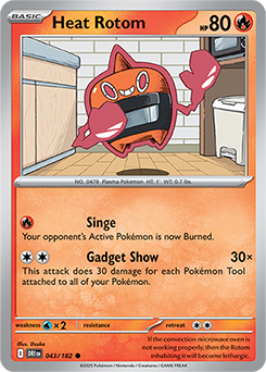 Common Pokémon card Heat Rotom 43/182 from Destined Rivals expansion