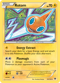 Rare Pokémon card Rotom 24/124 from Fates Collide expansion
