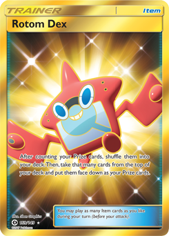 Secret Gold Pokémon card Rotom Dex 159/149 from Sun & Moon expansion