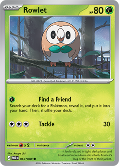 Common Pokémon card Rowlet 10/88 from Perfect Order expansion