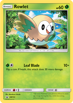 Promo Pokémon card Rowlet SM153 from Sun and Moon Promos expansion