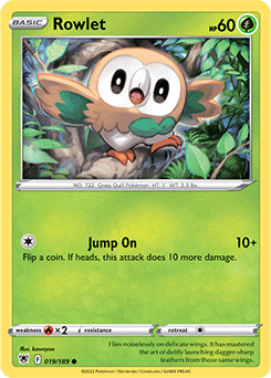 Common Pokémon card Rowlet 019/189 from Astral Radiance expansion