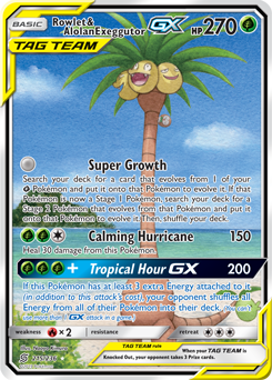 Full Art Pokémon Pokémon card Rowlet Alolan Exeggutor GX 215/236 from Unified Minds expansion