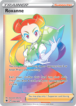 Rainbow Trainer Pokémon card Roxanne 206/189 from Astral Radiance expansion