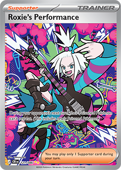 Special illustration rare Pokémon card Roxie's Performance 121/86 from Chaos Rising expansion