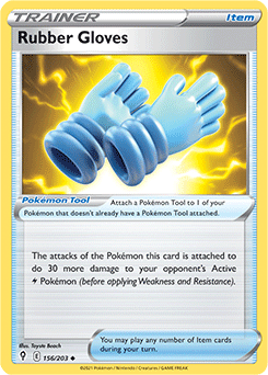Uncommon Pokémon card Rubber GloVes 156/203 from Evolving Skies expansion
