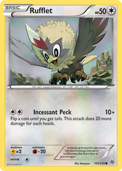 Common Pokémon card Rufflet 115/135 from Plasma Storm expansion