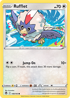 Common Pokémon card Rufflet 148/195 from Silver Tempest expansion