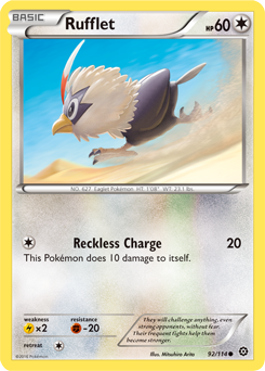 Common Pokémon card Rufflet 92/114 from Steam Siege expansion