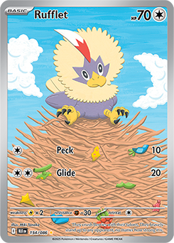 Illustration rare Pokémon card Rufflet 154/86 from Black Bolt expansion