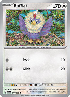 Common Pokémon card Rufflet 77/86 from Black Bolt expansion