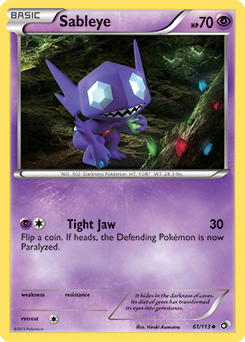 Uncommon Pokémon card Sableye 61/113 from Legendary Treasures expansion