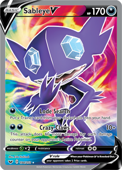 Full Art V Pokémon card Sableye V 194/202 from Sword & Shield expansion