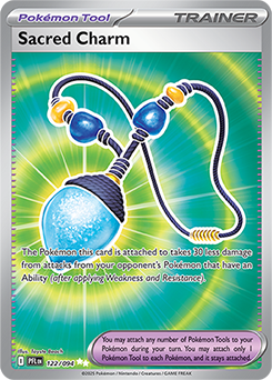 Ultra rare Pokémon card Sacred Charm 122/94 from Phantasmal Flames expansion