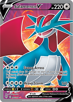 Full Art Pokémon Pokémon card Salamence V 185/189 from Darkness Ablaze expansion