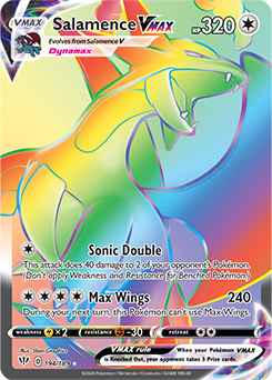 Secret Rainbow VMAX Pokémon card Salamence VMAX 194/189 from Darkness Ablaze expansion