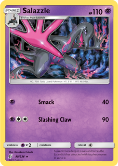 Rare Pokémon card Salazzle 99/236 from Unified Minds expansion