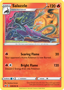 Uncommon Pokémon card Salazzle 28/202 from Sword & Shield expansion