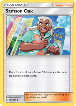 Uncommon Pokémon card Samson Oak 185/214 from Unbroken Bonds expansion