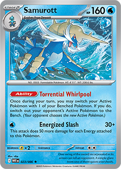 Rare Pokémon card Samurott 23/86 from White Flare expansion
