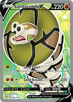 Full Art Pokémon Pokémon card Sandaconda V 184/192 from Rebel Clash expansion