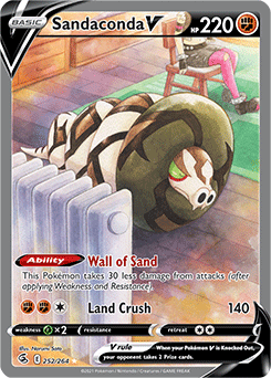 Full Art V Pokémon card Sandaconda V 252/264 from Fusion Strike expansion
