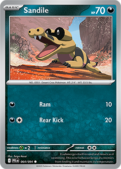 Common Pokémon card Sandile 64/94 from Phantasmal Flames expansion