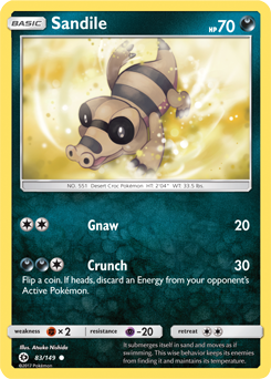 Sandile 83/149 Pokémon card from Sun & Moon for sale at best price