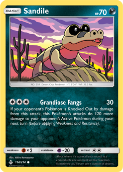 Common Pokémon card Sandile 114/214 from Unbroken Bonds expansion