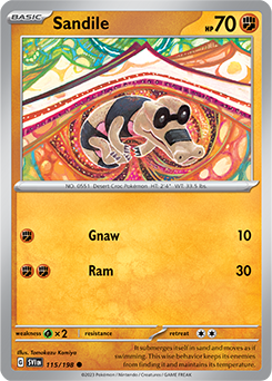 Common Pokémon card Sandile 115/198 from Scarlet & Violet expansion