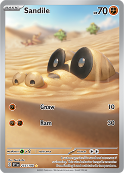 Illustration rare Pokémon card Sandile 216/198 from Scarlet & Violet expansion